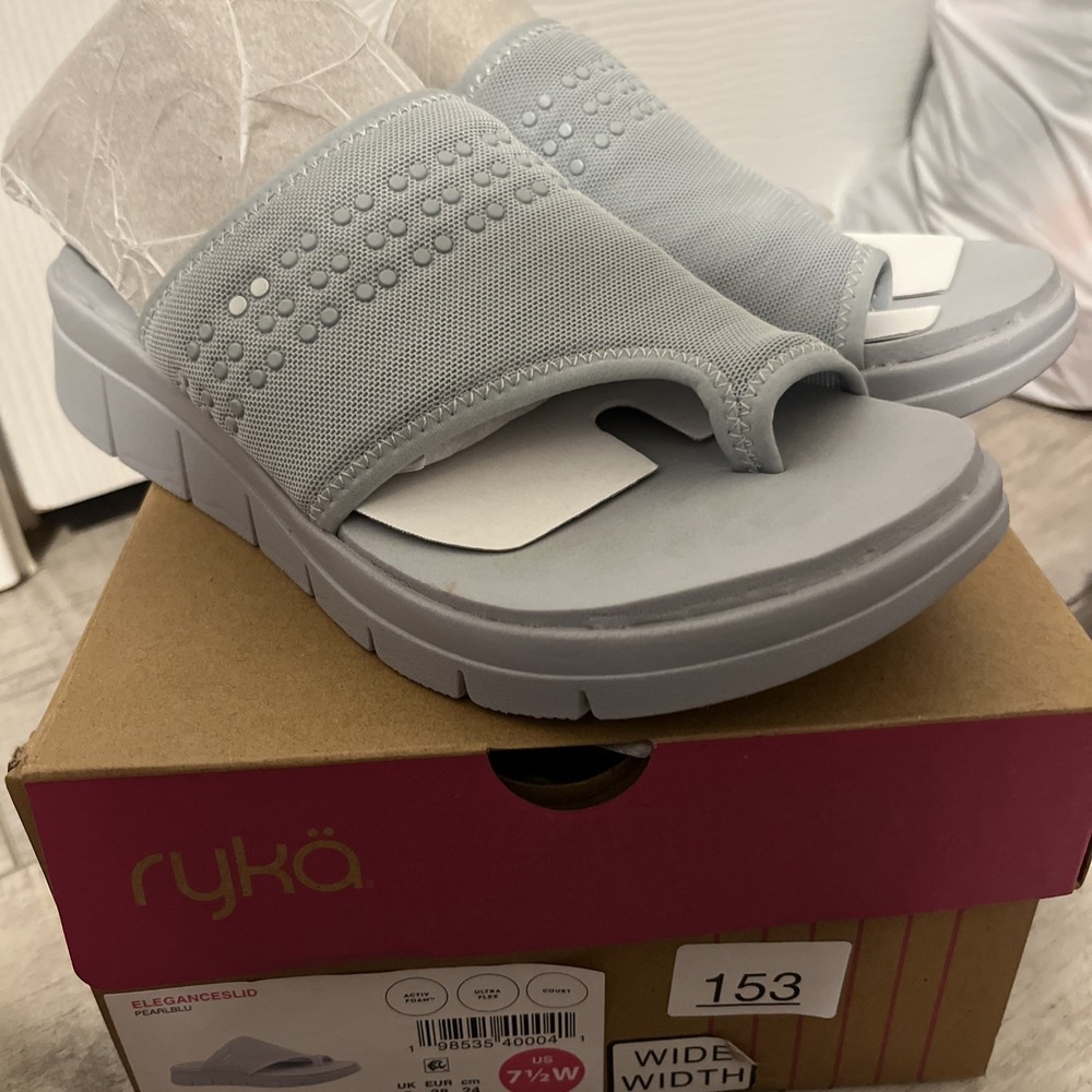 Ryka Elegance Slide Womens Sandals 7.5 w Gray